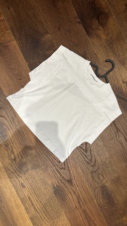 Weisses Zara cropped box T-Shirt, Grösse S