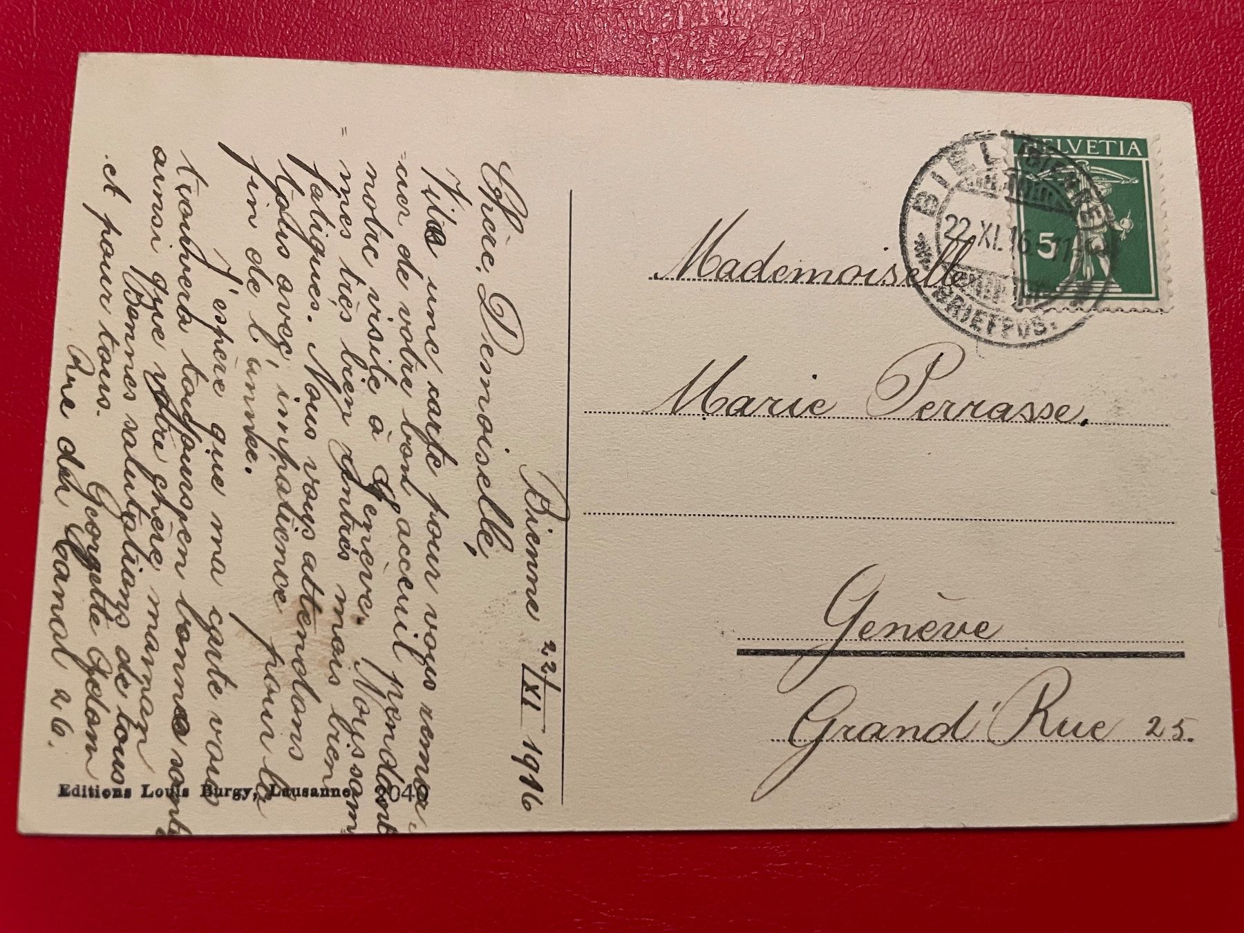 Ansichtskarten: 1916 // Biel - Schwanenkolonie – Gebraucht aus St-Légier-La Chiésaz von Theo005 1