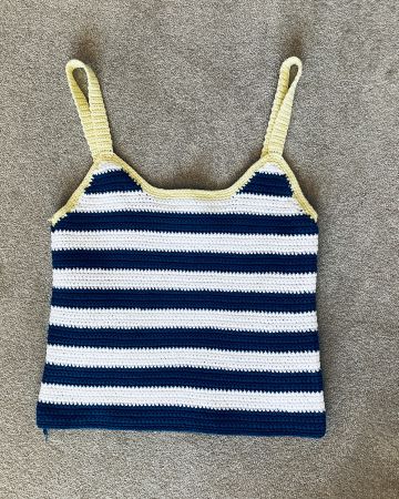 Top STAUD crochet rayé bleu blanc  débardeur été plage, M