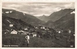 Saluti da Corzoneso (TI) – Panorama del villaggio Blenio