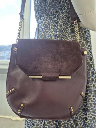 Sac Sandro Paris bordeaux en cuir et daim, bon état