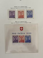Bloc Pro Patria 1936 Suisse papier soie bleu rouge