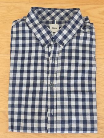 Brax Flannel Hemd kariert blau grau Grösse XL