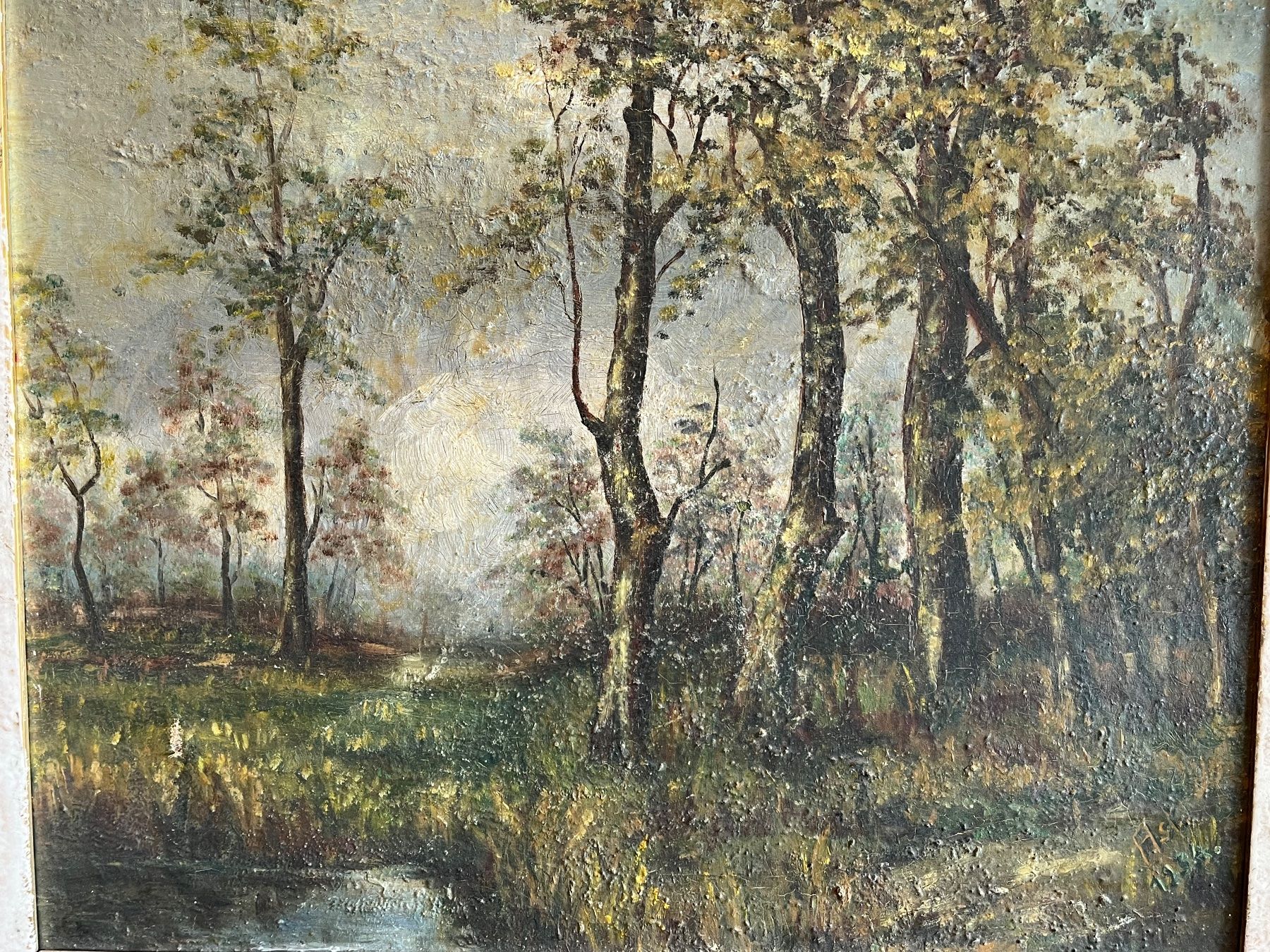 Dipinti: Antikes Waldölgemälde im Rahmen - Herbstdekor – Usato da Basel venduto da Kaffee_und_Kunst 2