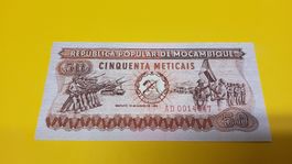 Mozambique 50 Meticais Banknote, Jahr 1980 Top