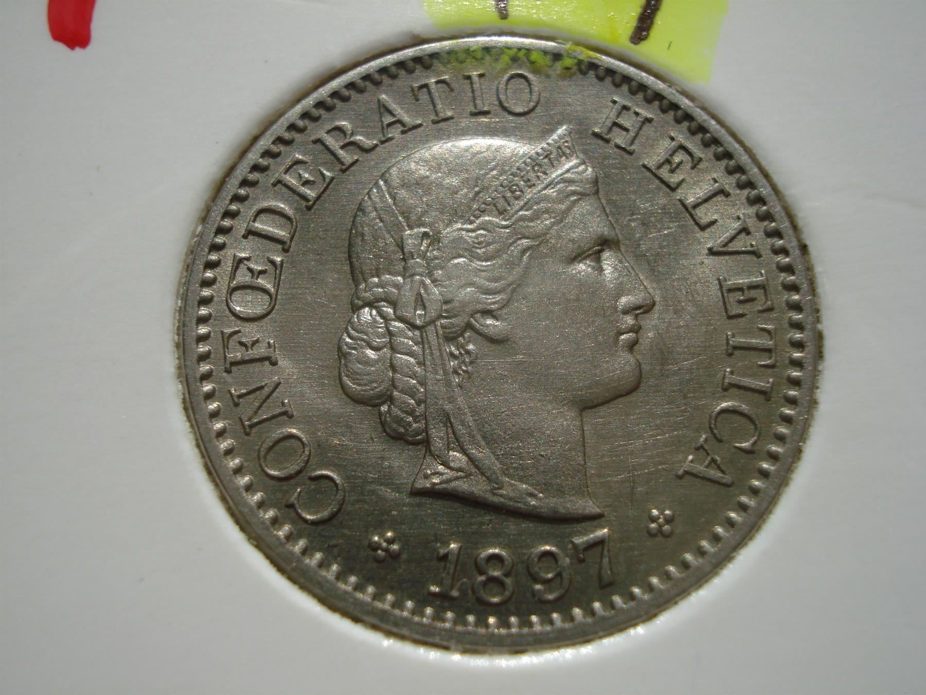 Alle Münzen: (224)  5 Rappen 1897 VAR – Gebraucht aus Erlach von Net-Coins 1