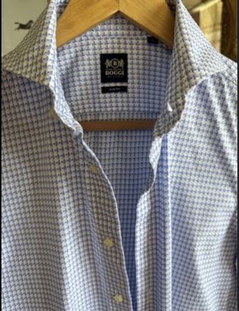 Boggi Baumwolle klassisches Hemd Gr.38 slim fit Chemise neuf