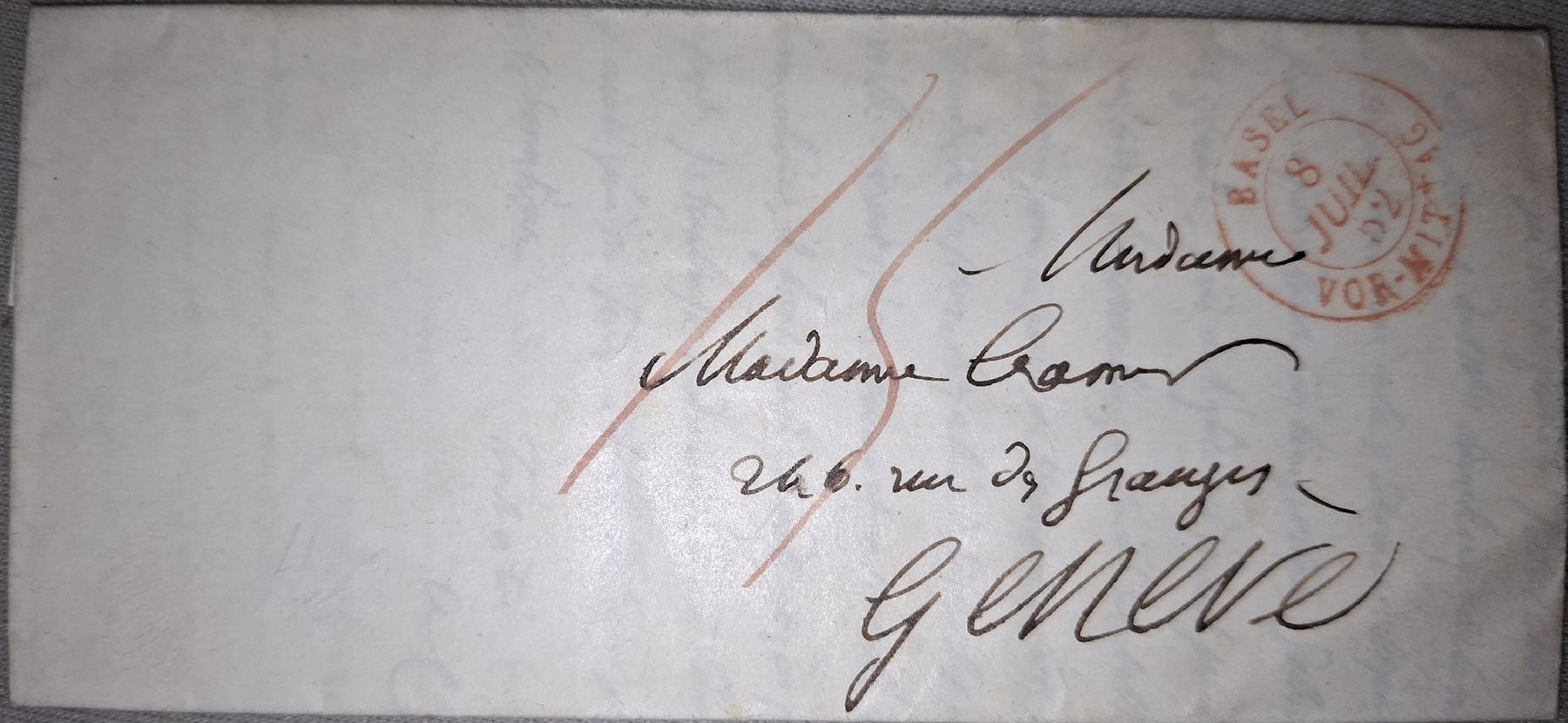 Alle Briefmarken: Philatelie Brief 1852 Basel - Geneve  – Gebraucht aus Balgach von SIMEON27