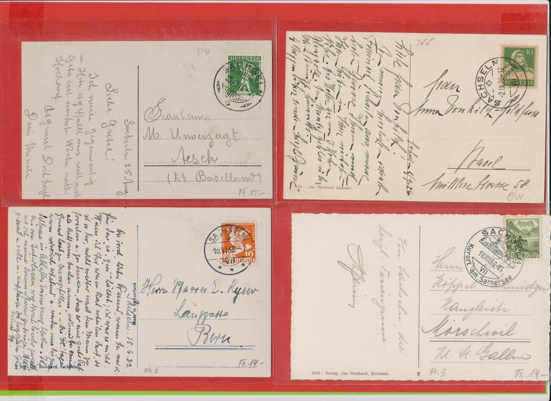 Cartoline postali: Sachseln  -  Lot von 16 alten Ansichtskarten ab 1900 – Usato da Vitznau venduto da Ropaku 1
