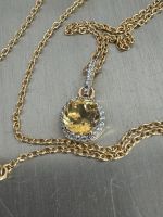 Citrin+Zirkon Kettenanhänger 925Silber vergold. Kette 46+3cm