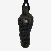 Tektit Steinanhänger (Glasmeteorit) mit Abalone-Perlmutt