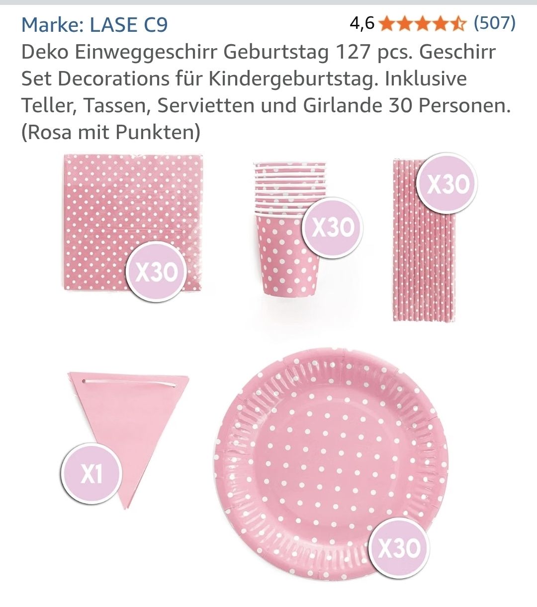 Geschirrsets: Einwegeschirr rosa mit Punkten – Neu und originalverpackt aus Sarnen von Abs_2025 2
