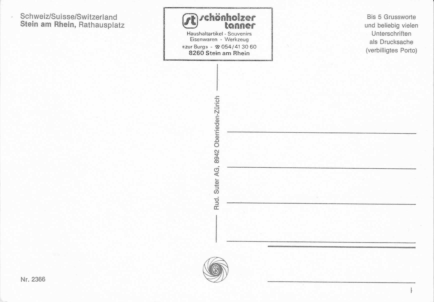 Ansichtskarten: Stein am Rhein Rathausplatz SH – Neu (gemäss Beschreibung) aus Rothrist von Stranglehold 1