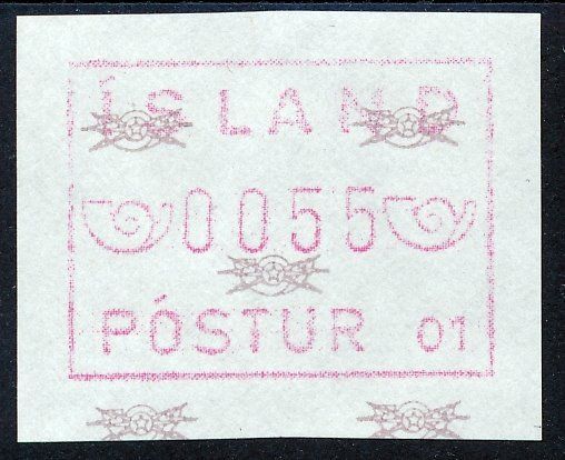 Alle Briefmarken: Island ATM Wertfehldruck 0055 ** postfrisch – Neu (gemäss Beschreibung) aus Luzern von atms