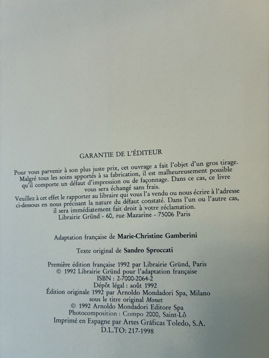 Libri: Bildband zu Claude Monet – Usato da Zürich venduto da Sylvie0011 3