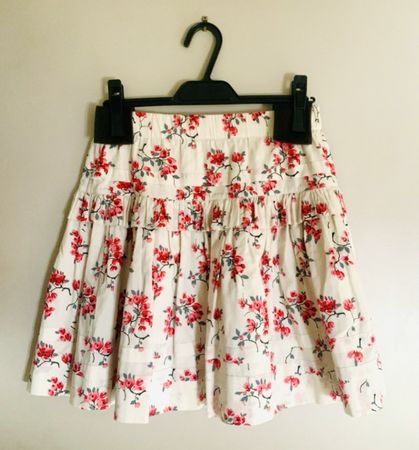 Jupe RED VALENTINO imprimé floral blanc/rouge T.38