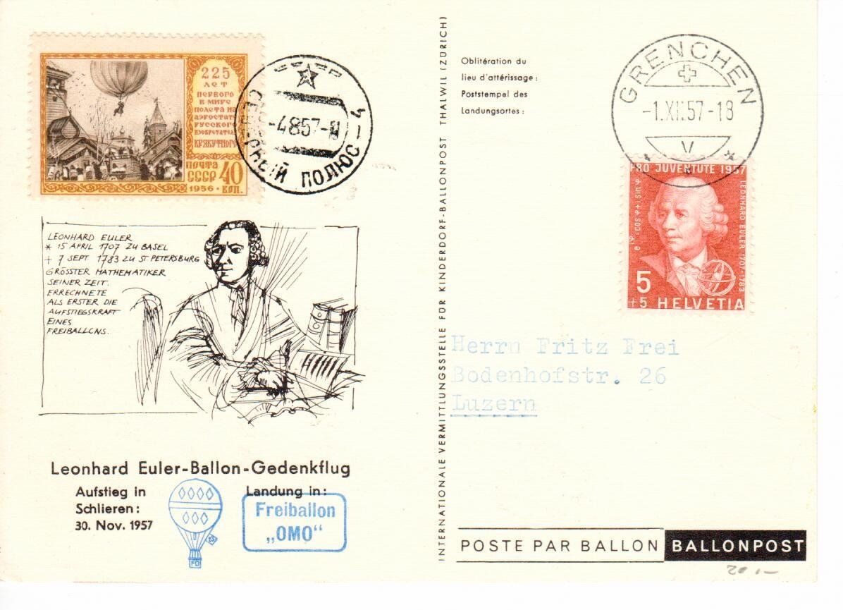 Cartes postales: Ballonpostkarte 1957 – D'occasion à Wolhusen par Curver9 1