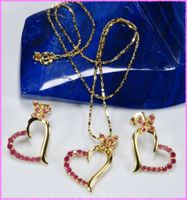 Schmuckset Herz, Kette und Ohrhänger 18K Vergoldet