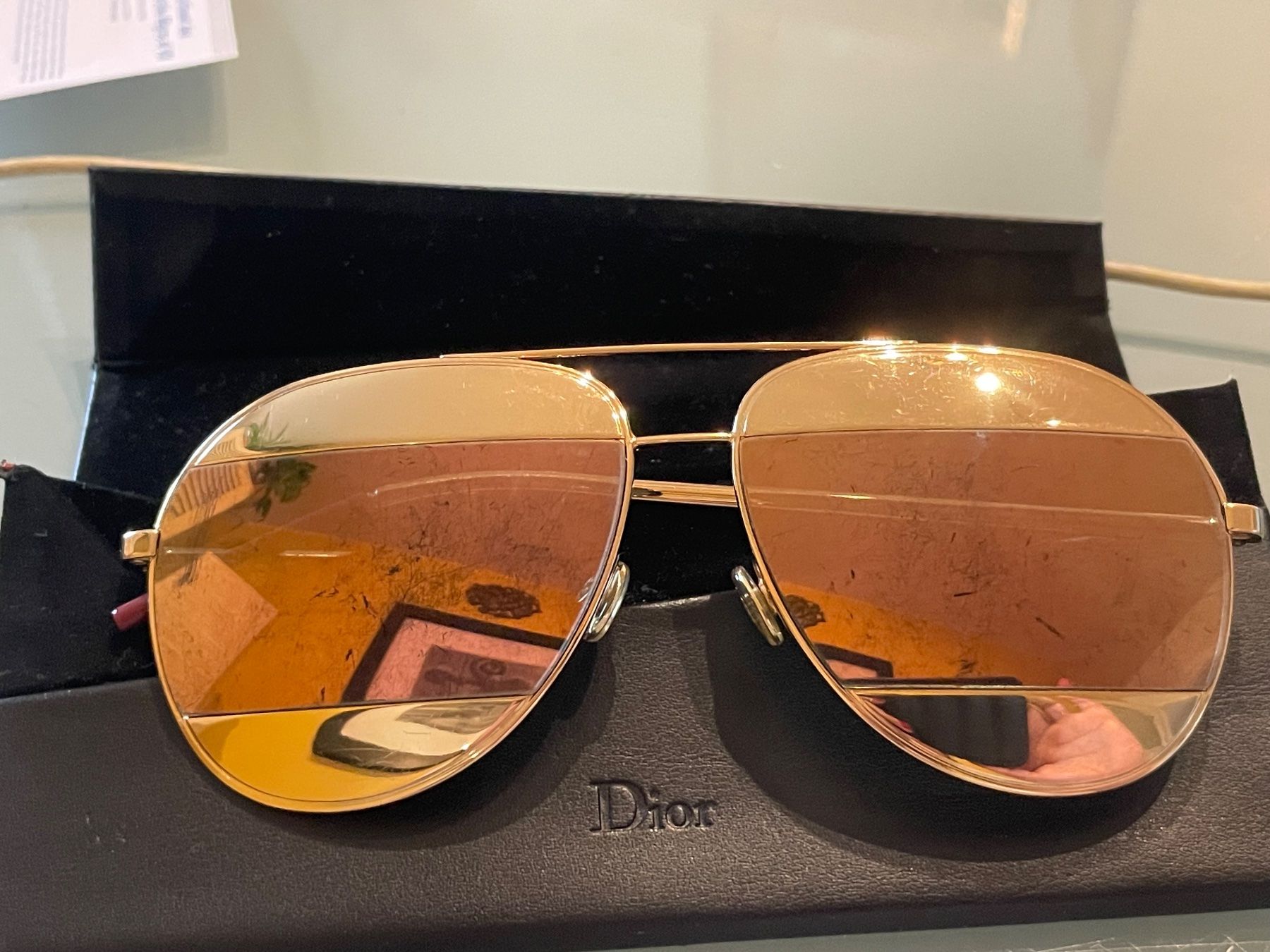 Dior Occhiali & Lenti: Dior Split Gold Aviator Sunglasses with Mirrored Lenses – Difettoso da Genève venduto da lailas_things