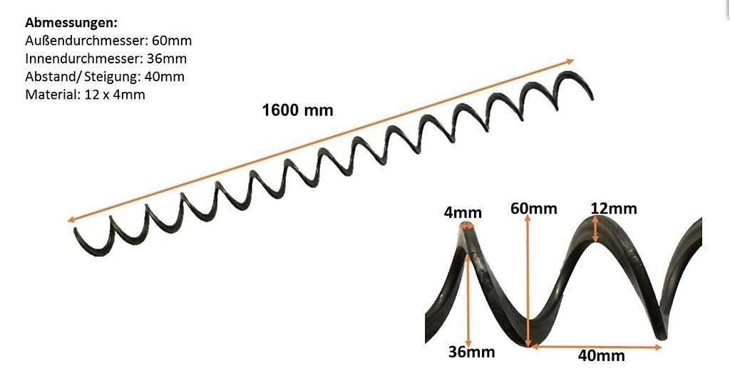 Altro per industria metallurgica: Pellet Spiral Cochlea 60 MM, 1.6 meter lang – Usato da Sonvico venduto da MirkoBernasconi