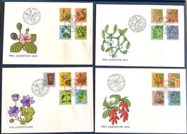 1973-76 FDC Pro Juventute Früchte Giftpflanzen Zierpflanze…