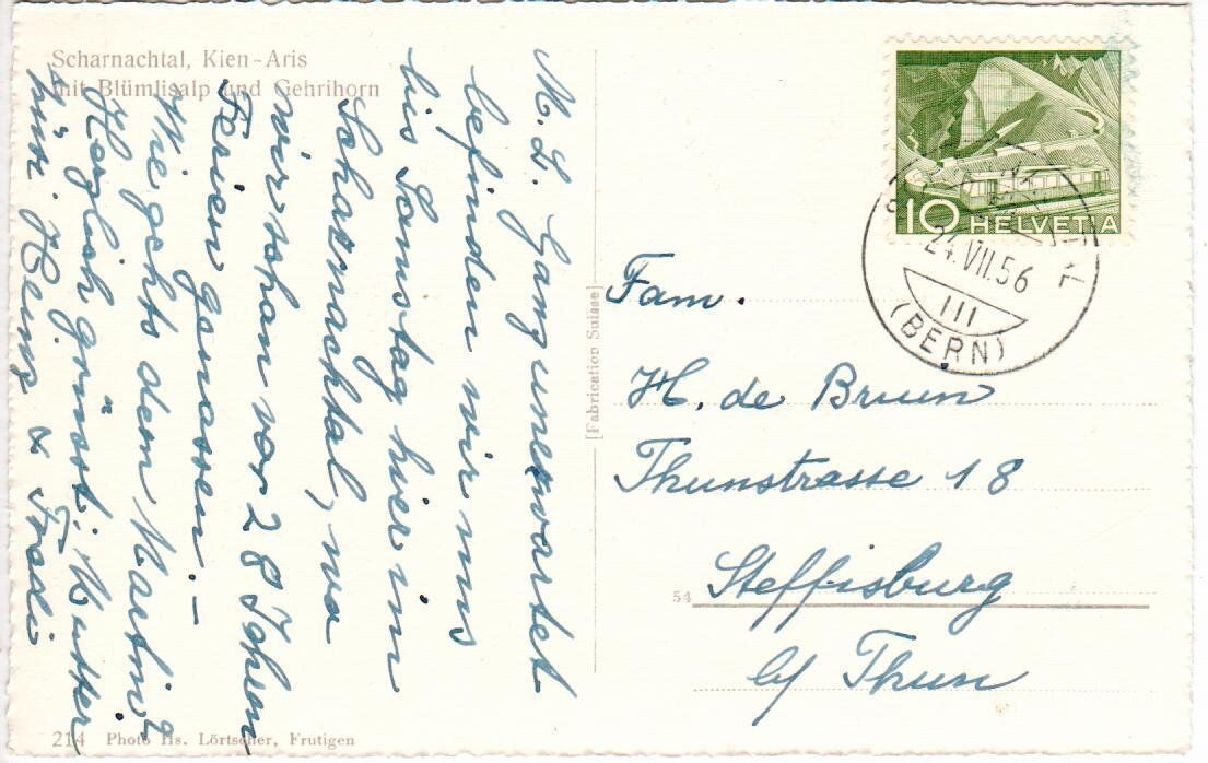 Cartoline postali: Scharnachtal 1956 – Usato da Wolhusen venduto da Curver9 1