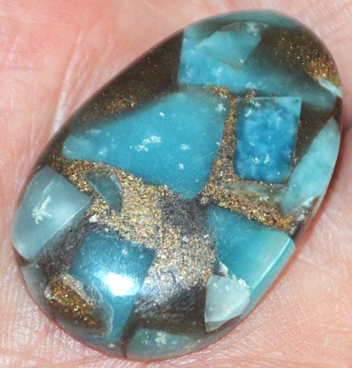 Cabochon L-4189– Hemimorphit Kupfer Türkis - Doublette 31X20 (Neu und ...