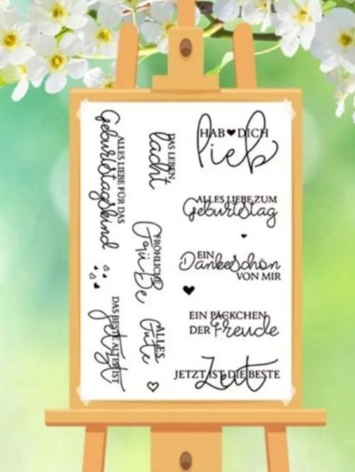 Timbri: Silikonstempel Nr.497, Geburtstag, Texte – Nuovo e nell'imballaggio originale da Gretzenbach venduto da Fliegepilz56