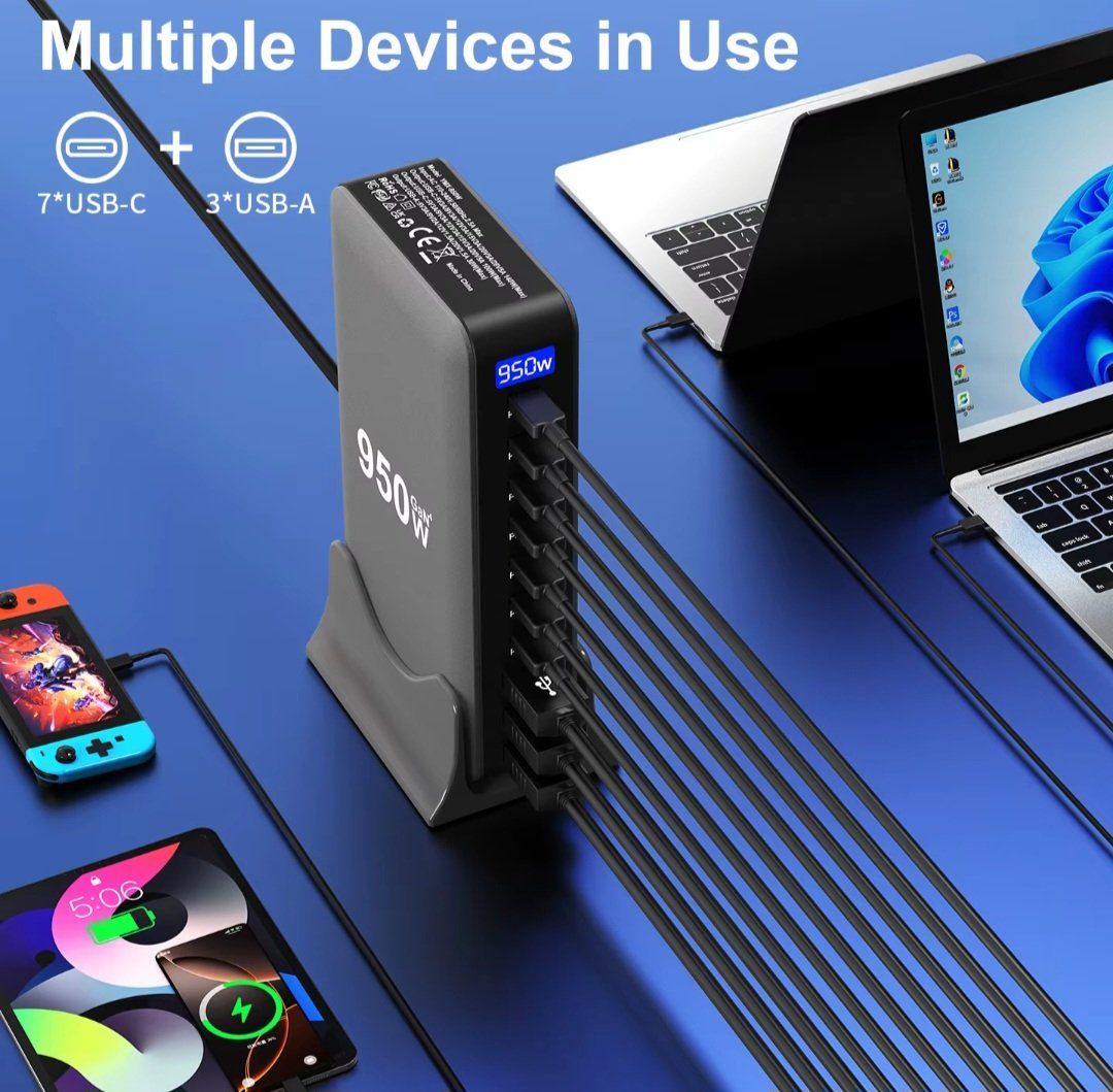 Caricabatterie: Station de charge rapide USB C GaN 950W, 100W PD3.0 PPS – Nuovo e nell'imballaggio originale da Saignelégier venduto da Instant-Key-Pro 2