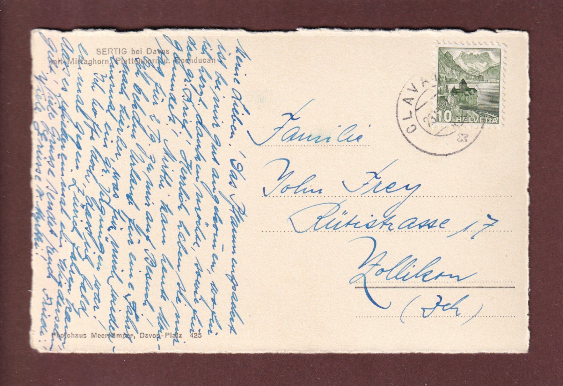 Cartoline postali: SERTIG bei Davos - 1949 – Usato da Pully venduto da nicecards 1