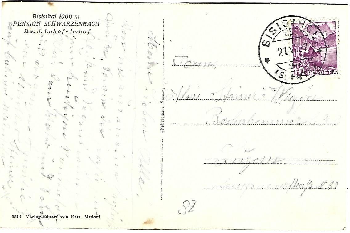 Cartoline postali: Pension Schwarzenbach Bisisthal – Usato da Wetzikon ZH venduto da Brulu100 1