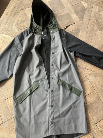 RAINS Regenmantel, grau/schwarz/oliv, Grösse XXS/XS, Top! (5