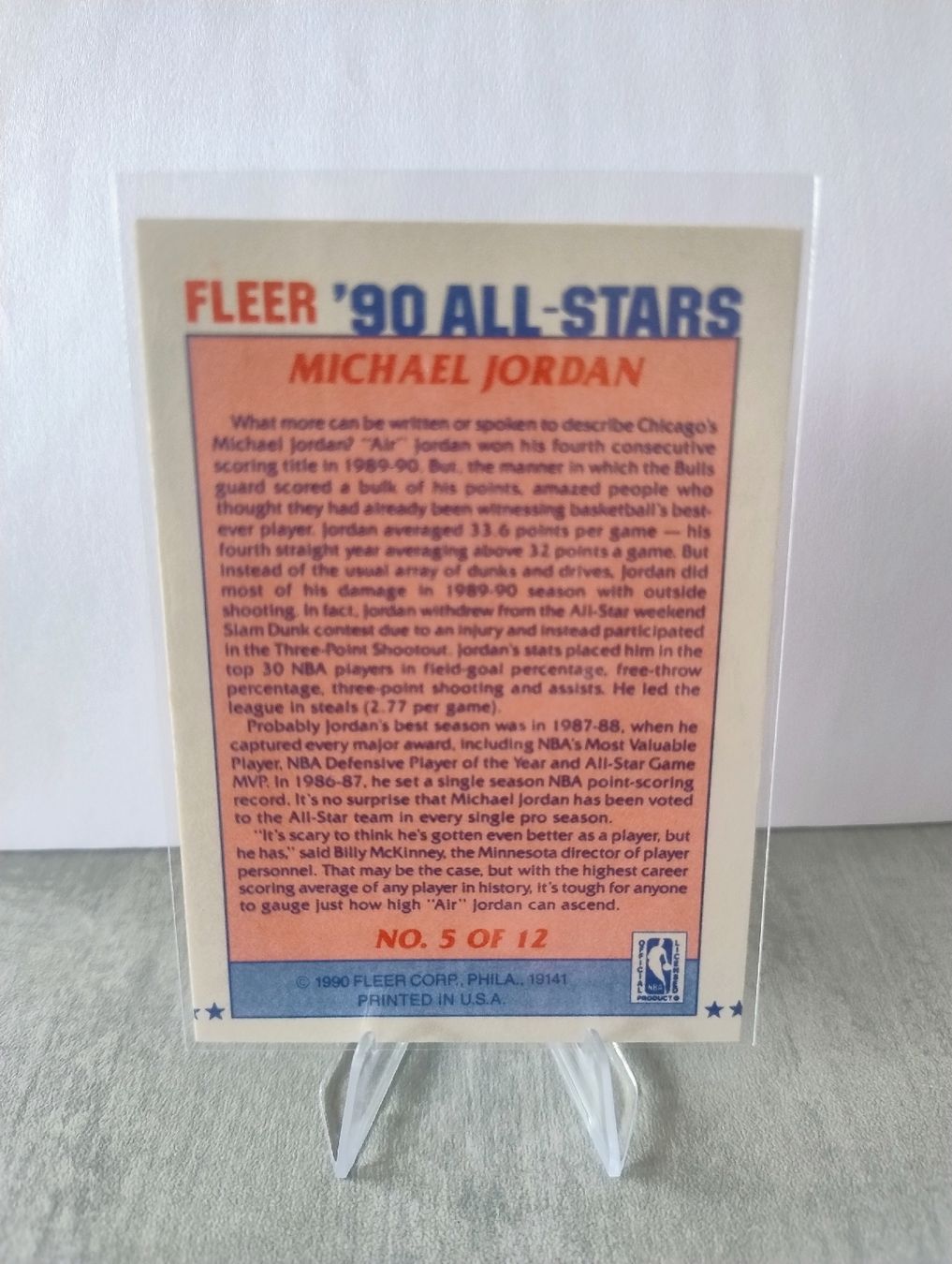 Nba Cartes à collectionner: NBA 1990 FLEER ALL-STARS 5 MICHAEL JORDAN – Neuf (Voir description) à Martigny par julionix 1