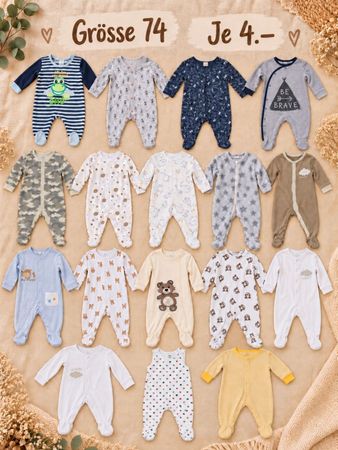 Baby Strampler Auswahl diverse Muster Grösse 74 neuwertig