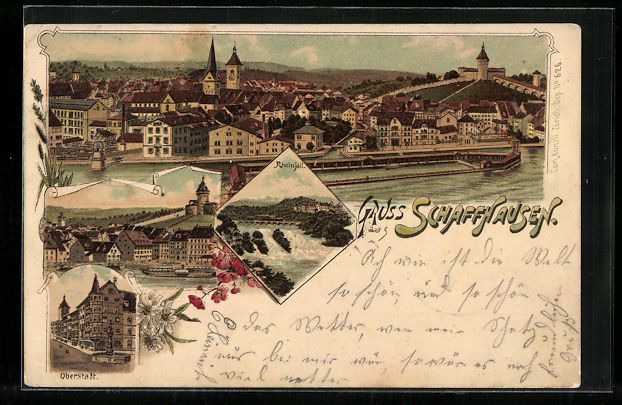 Cartes postales: Litho Schaffhausen, Rheinfall, Oberstadt – D'occasion à Berlin par bartko-reher