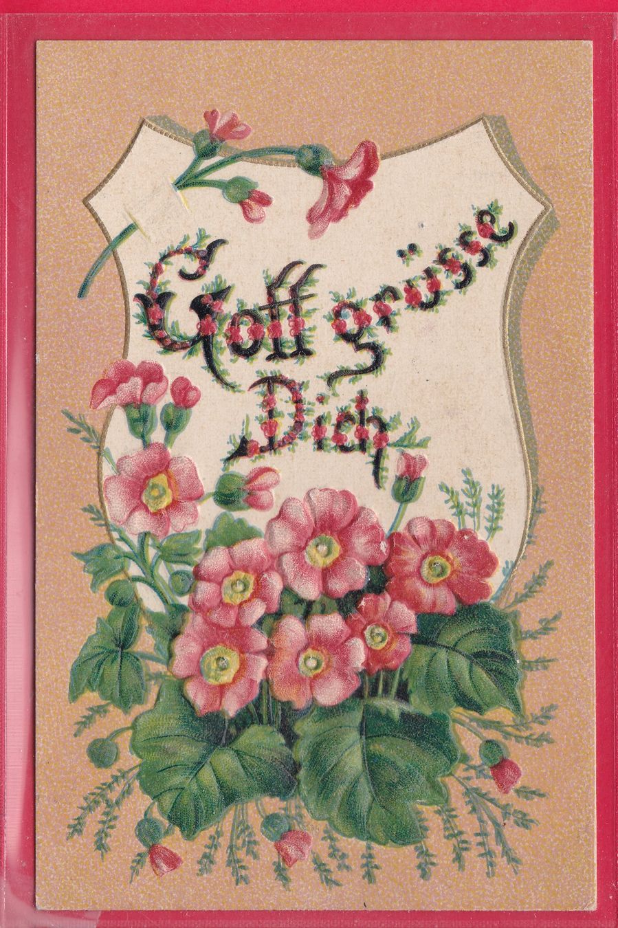 Cartoline postali: PRÄGEKARTE, GOTT GRÜSSE DICH, 16.3.1908 – Usato da Oberrieden venduto da Gebirgsstelze