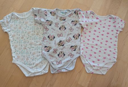3 Body's Grösse 86/92- Rosa Sterne, Minnie Mouse, Blemen