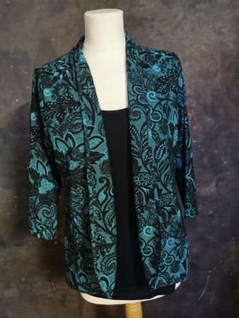 Blusenshirt, petrol/schwarz