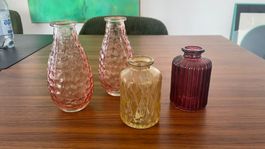 Set 4 kleine Glasvasen farbig Grösse ca. 10-15cm