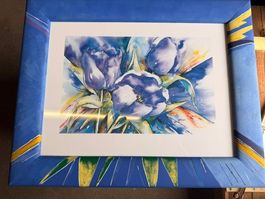 Frühlings-Tulpen in Aquarell, gerahmt