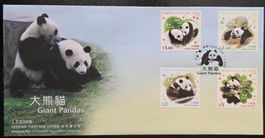 FDC Giant Pandas Hong Kong China Post 1.7.08 / Panda Bär