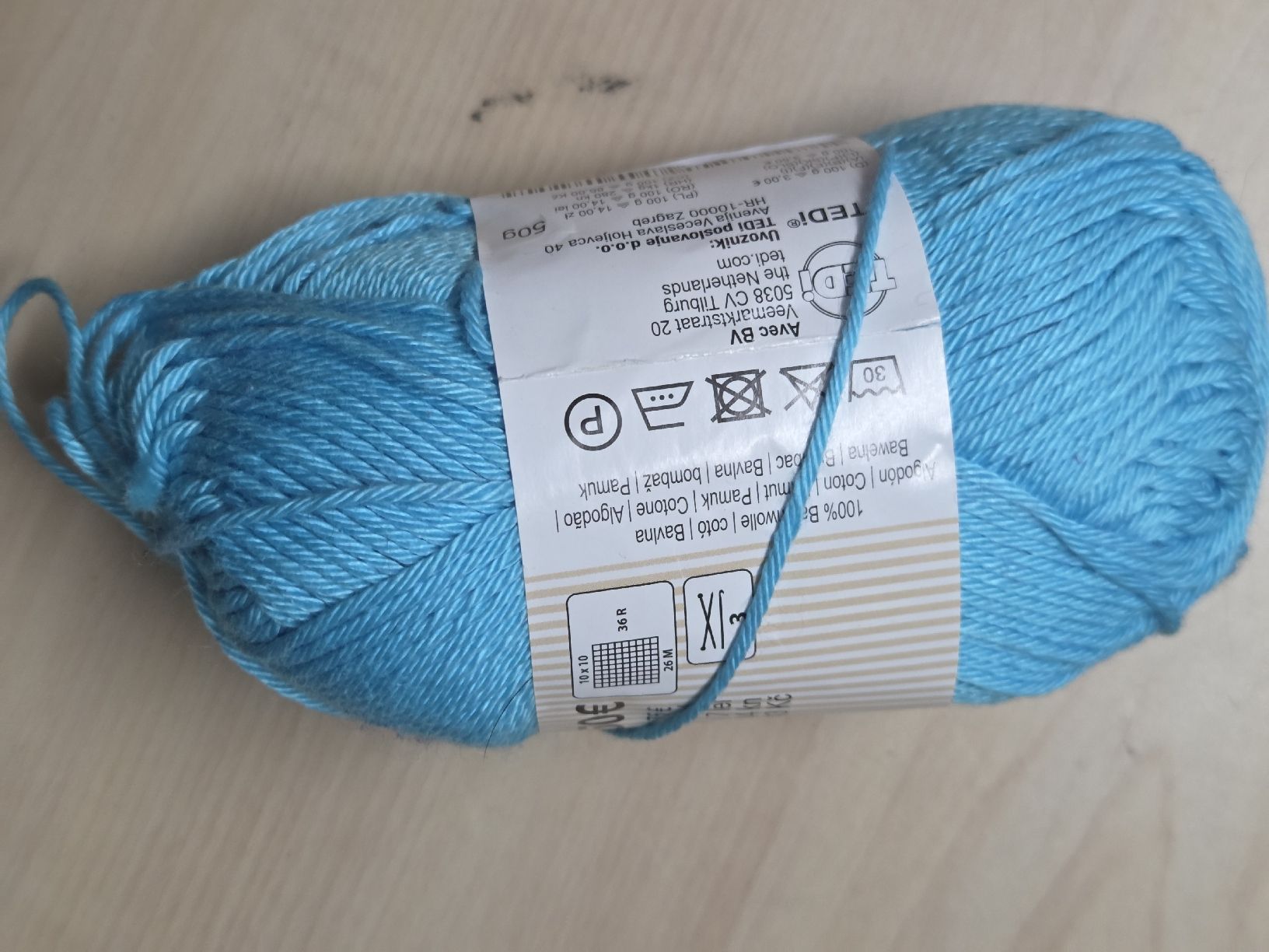 Wolle: Baumwollgarn hellblau 100 Prozent Baumwolle neu – Neu und originalverpackt aus Subingen von DENDLE20 1
