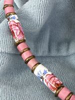 Keramik Kette rosa mit Blumen💕