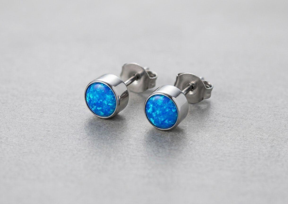 Orecchini pendenti & Orecchini a lobo: Ohrstecker aus Titanium mit Opal – Nuovo e nell'imballaggio originale da Matten b. Interlaken venduto da kero71 2