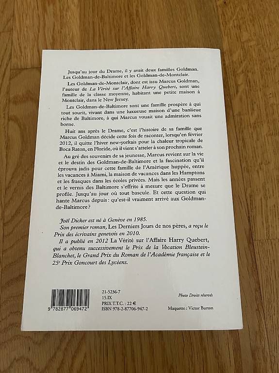 Libri: Le livre des Baltimore, Joël Dicker – Usato da Bern venduto da manu0100 1