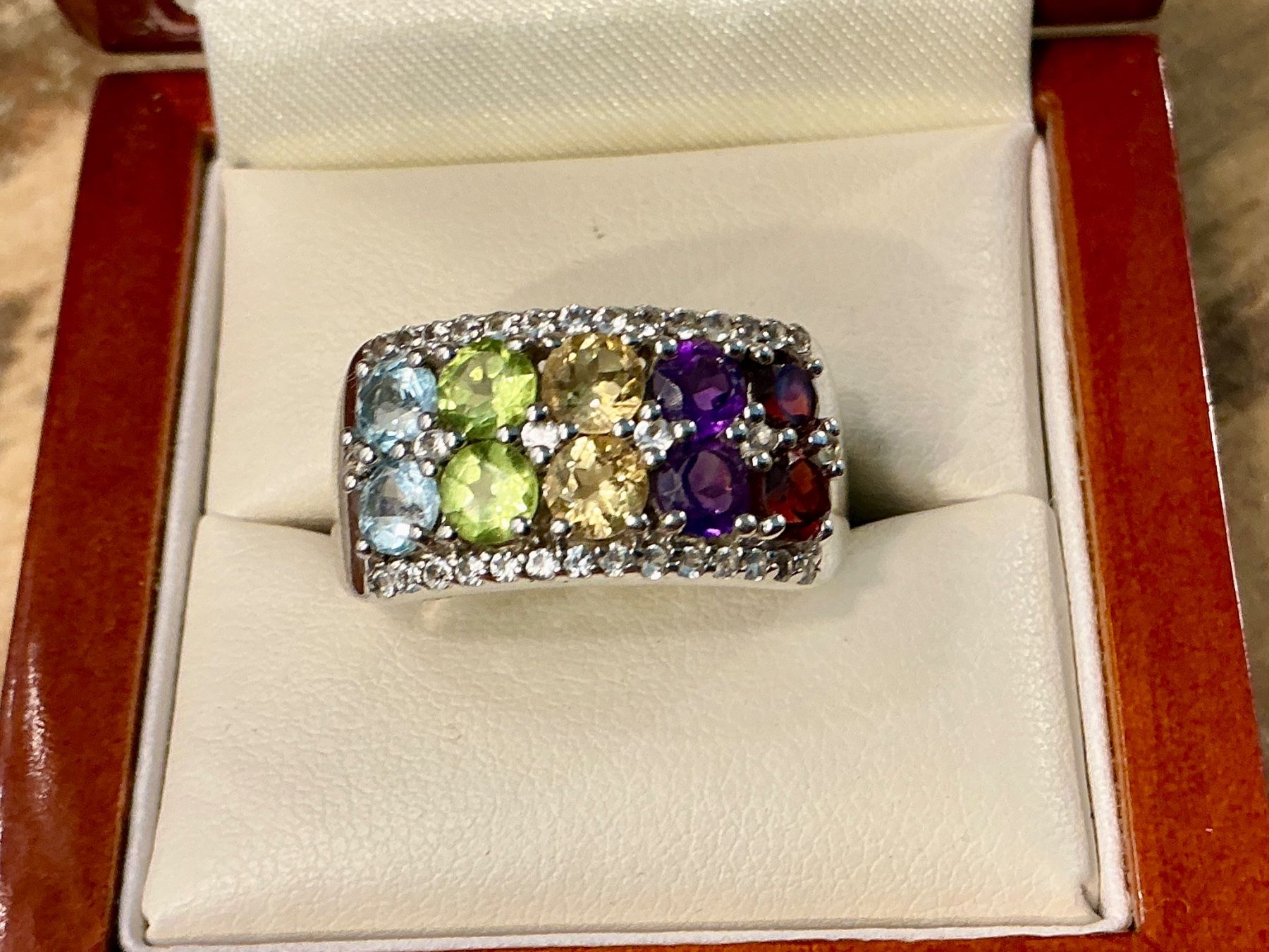 Ringe: VINTAGE RING STERLING 925 BUNTE EDELSTEINE, GR.63 – Gebraucht aus Biglen von Limarkt 1