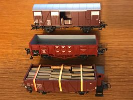 3x Roco/FLM DB Güterwagen
