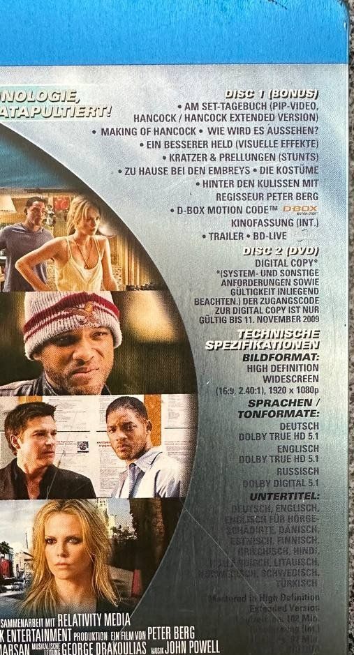 Tutti i DVDs: Hancock Blu-ray Disc - Will Smith - Action - Top Zustand! – Usato da Beringen venduto da Mantafisch1 2