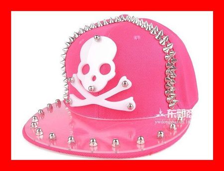 Basecap Totenkopf Nieten Stacheln PINK Skull Schädel Kappe