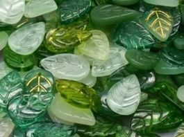 Glasperlen Blätterform, 25 Stück, verschiedene Farben